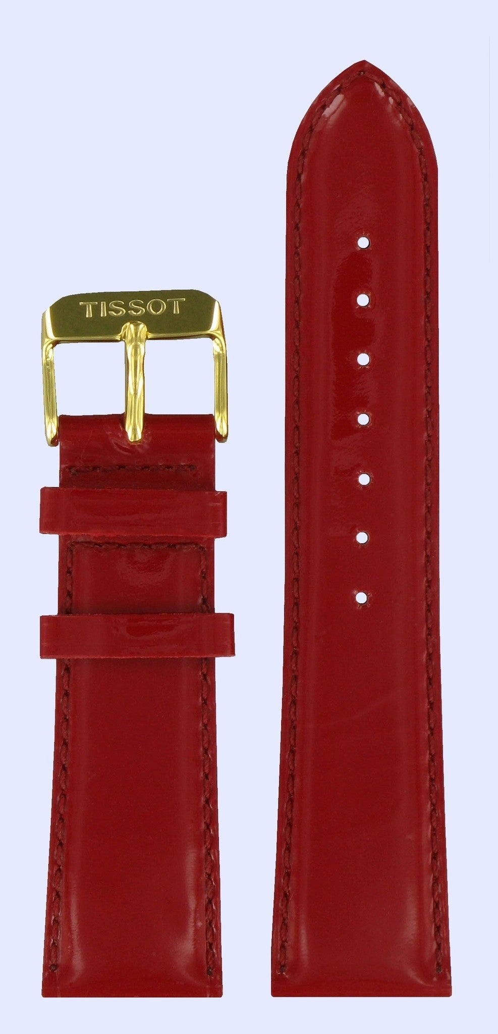 Tissot T71332932 Watch Band T600013520 Red Leather 21 mm Rapunzel - Watch Plaza