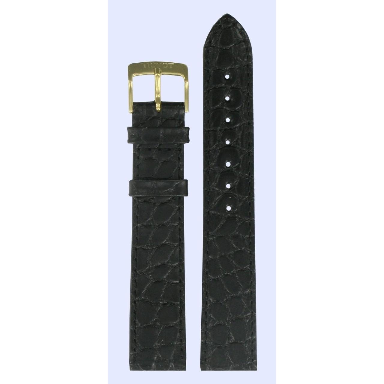Tissot T71340121 Hesalite Watch Band T600013357 Black Leather 18 mm Goldrun - Watch Plaza