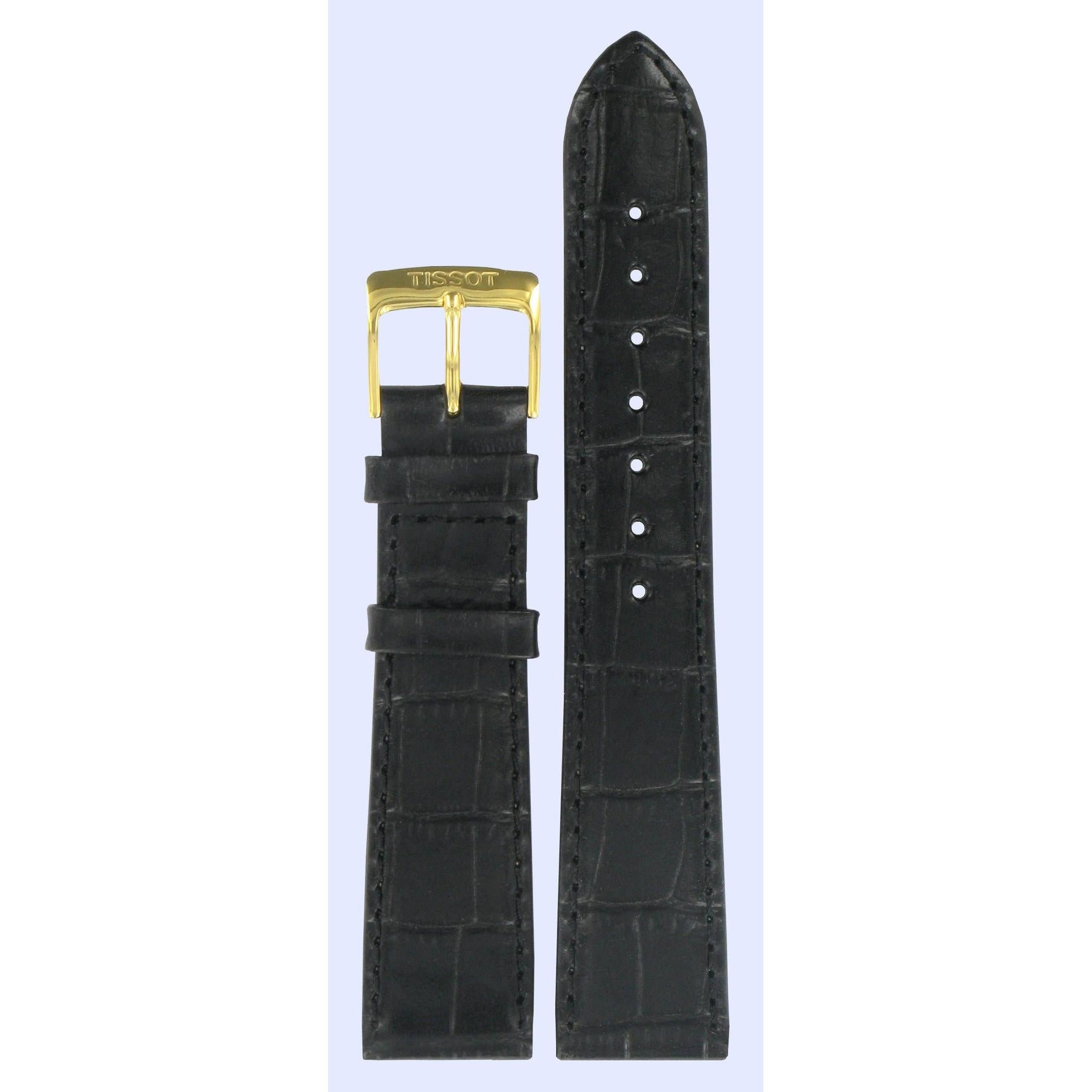 Tissot T713437 Ely Watch Band T600013552 Black Leather 19 mm Gleendora - Watch Plaza