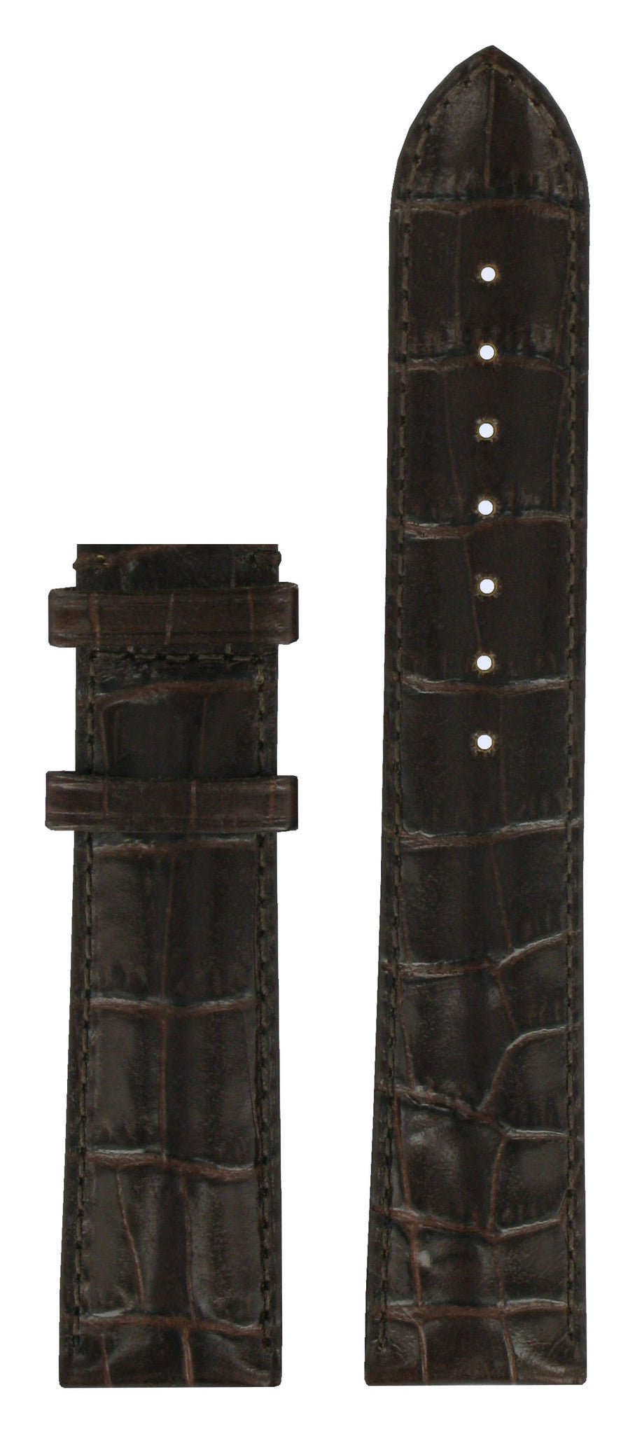 Tissot T71345934 Watch Band T610026008 Dark Brown Leather 20 mm Sculpture Line - Watch Plaza