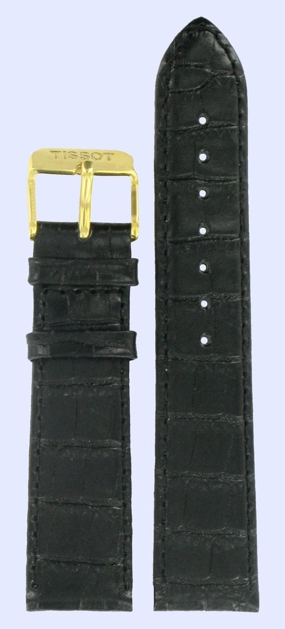 Tissot T7135, T7136 & T907410 Oroville Watch Band T600013485 Black Leather 20 mm Sunland - Watch Plaza