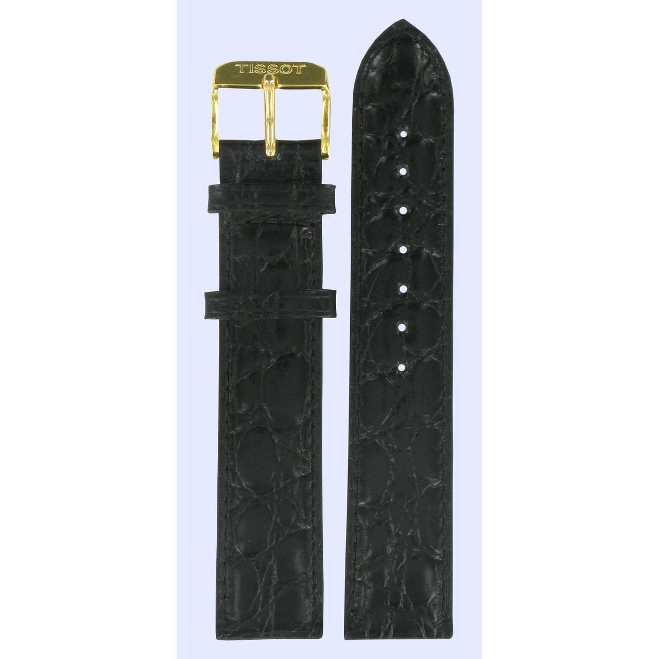Tissot T71362034 Watch Band T600019680 Black Leather 19 mm Sculpture Line - Watch Plaza
