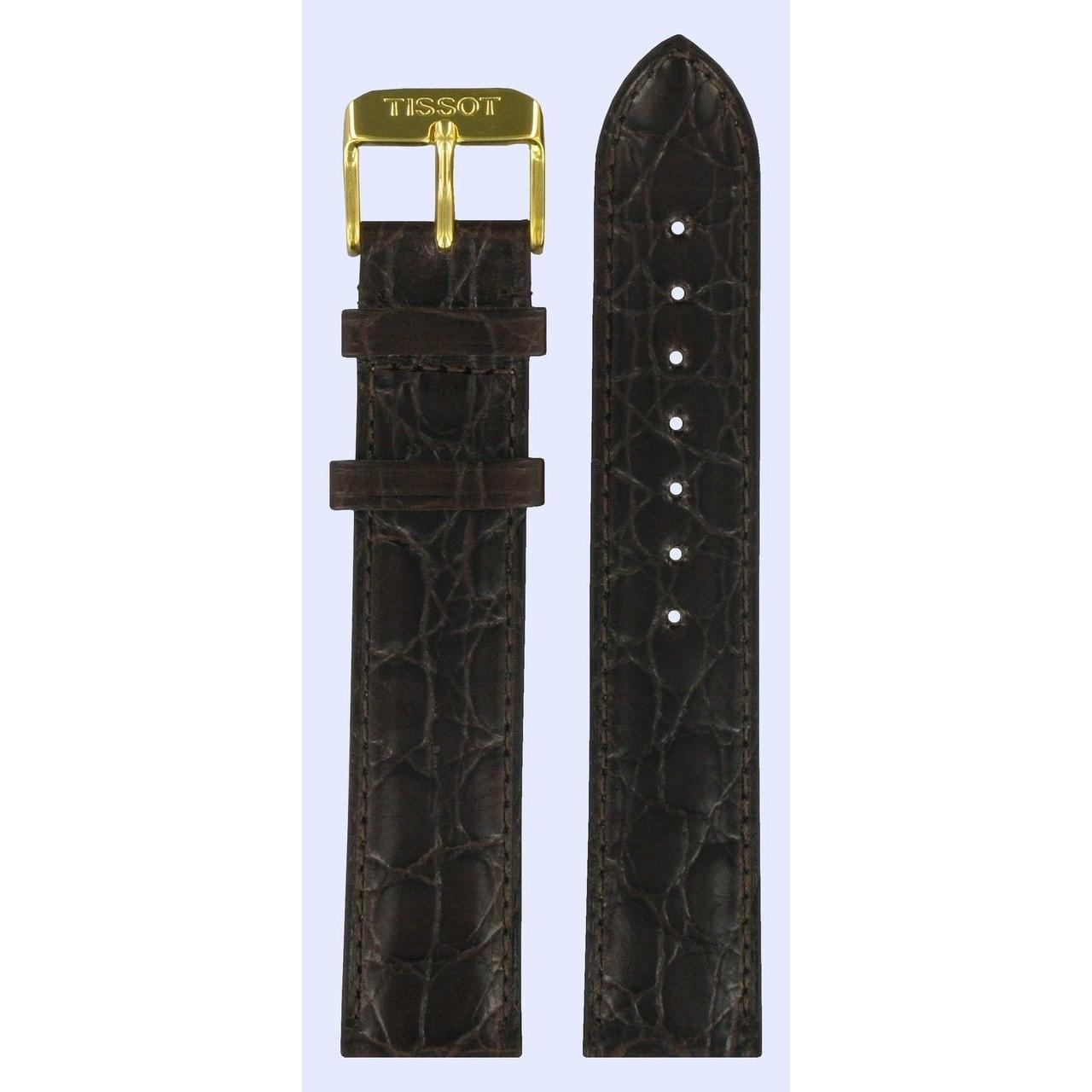 Tissot T71362334 Watch Band T600019682 Dark Brown Leather 19 mm Sculpture Line - Watch Plaza