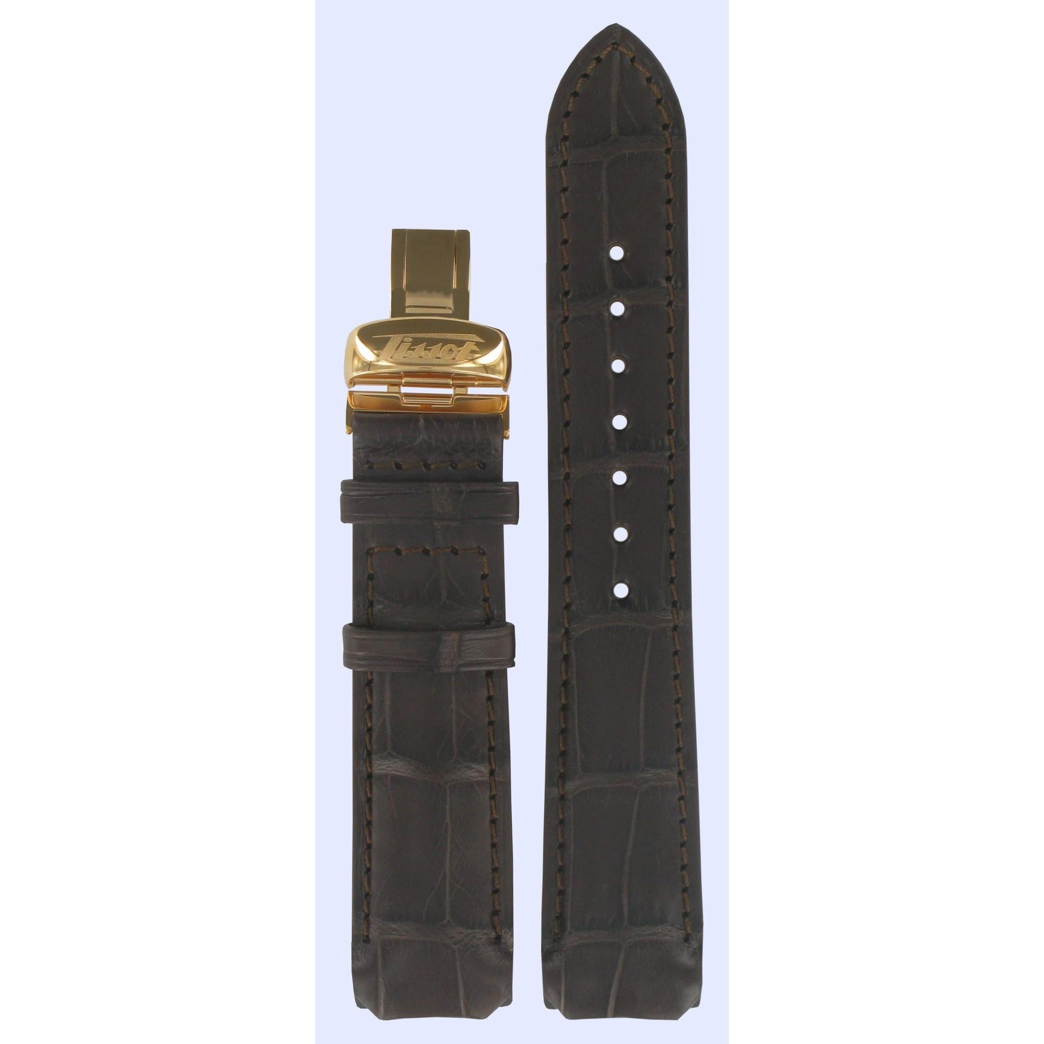 Tissot T71844511 Watch Band T600022971 Dark Brown Leather mm T - Touch - Watch Plaza