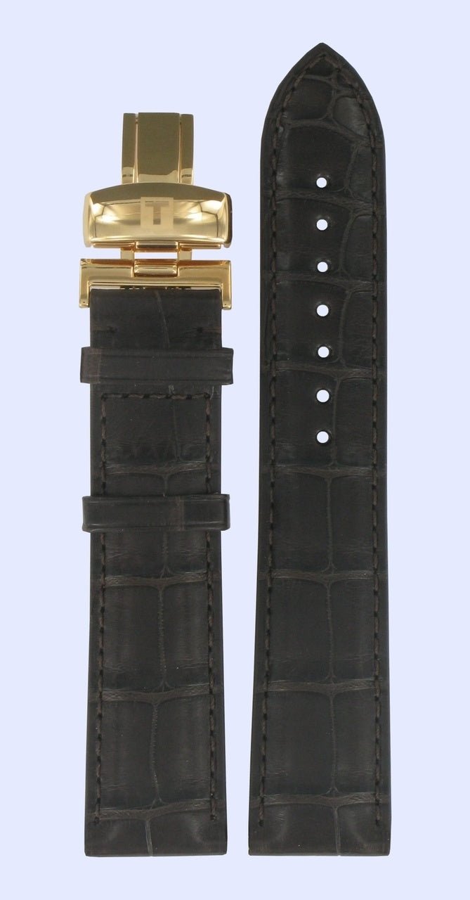 Tissot T904432A, T7184 & T7187 Watch Band T600028662 Dark Brown Leather 20 mm Heritage - Watch Plaza