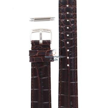 Watch Band AR0204 Emporio Armani dark brown embossed genuine leather strap 18mm - Watch Plaza