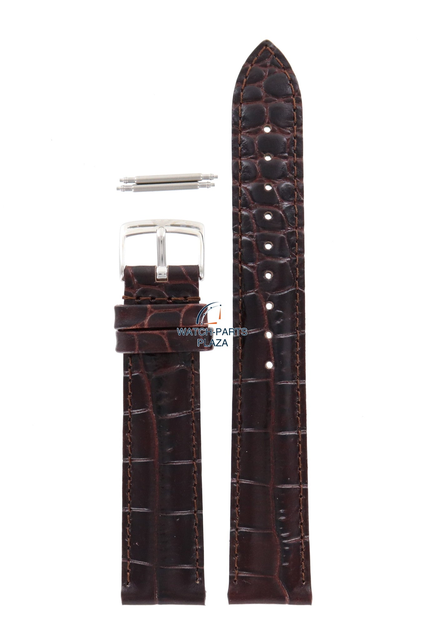Watch Band AR0204 Emporio Armani dark brown embossed genuine leather strap 18mm - Watch Plaza