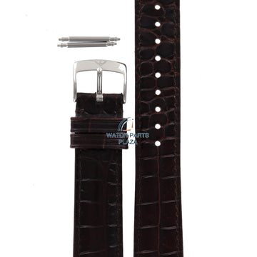 Watch Band AR0204 Emporio Armani Marco Small dark brown leather strap 18mm AR0491 - Watch Plaza