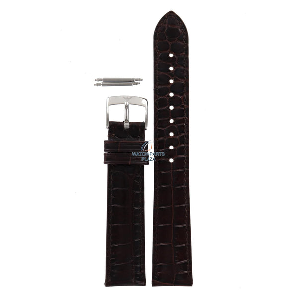 Watch Band AR0204 Emporio Armani Marco Small dark brown leather strap 18mm AR0491 - Watch Plaza