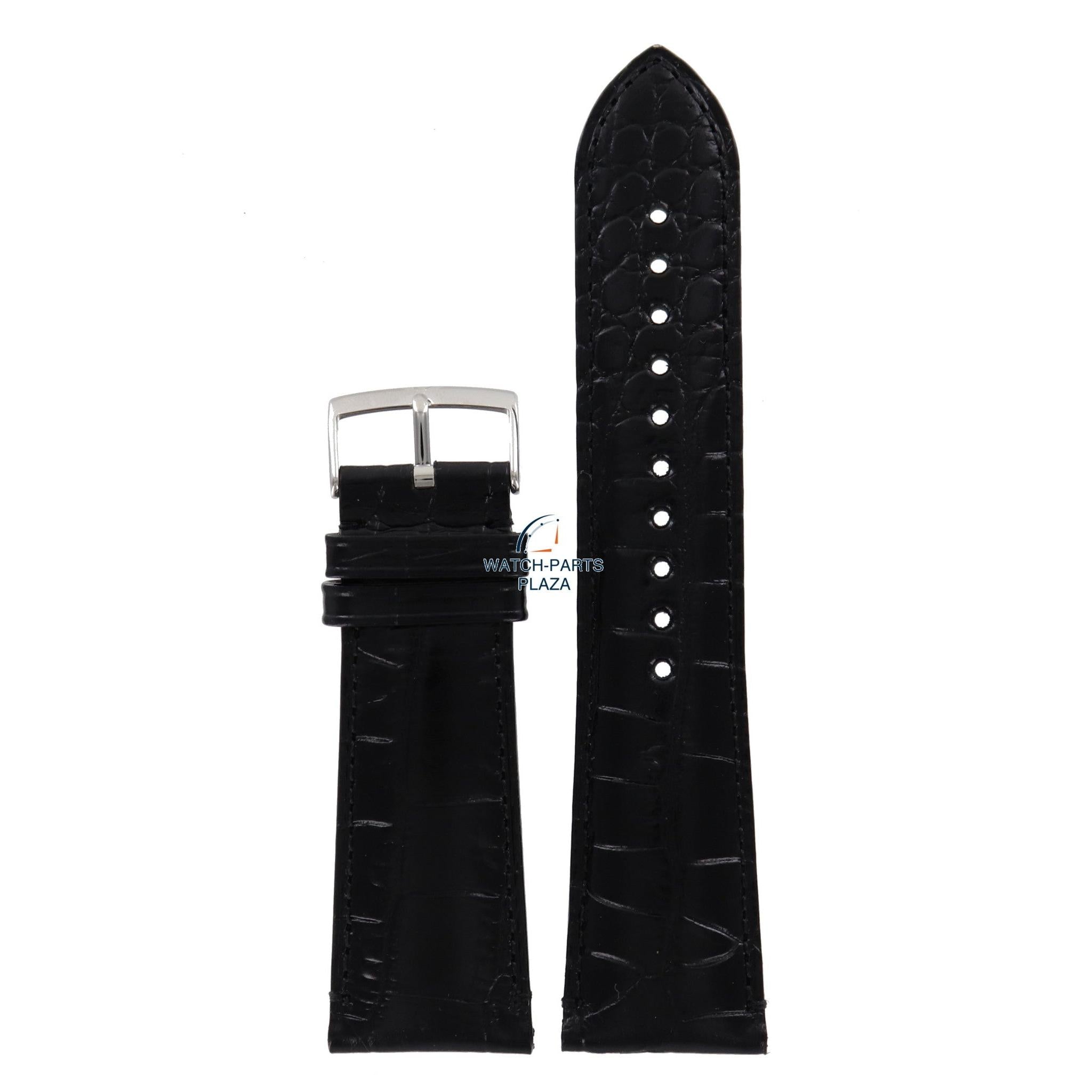 Watch Band AR0263 / AR0342 Emporio Armani Carmelo black leather strap 24mm genuine - Watch Plaza