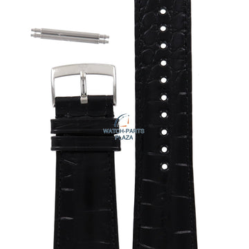 Watch Band AR0263 / AR0342 Emporio Armani Carmelo black leather strap 24mm genuine - Watch Plaza