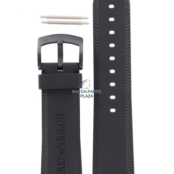 Watch Band AR0584 Emporio Armani black sillicon strap 23mm Vanilla Scent AR0595 - Watch Plaza