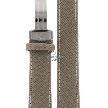 Watch Band AR0620 Emporio Armani beige canvas leather strap 20mm - Watch Plaza