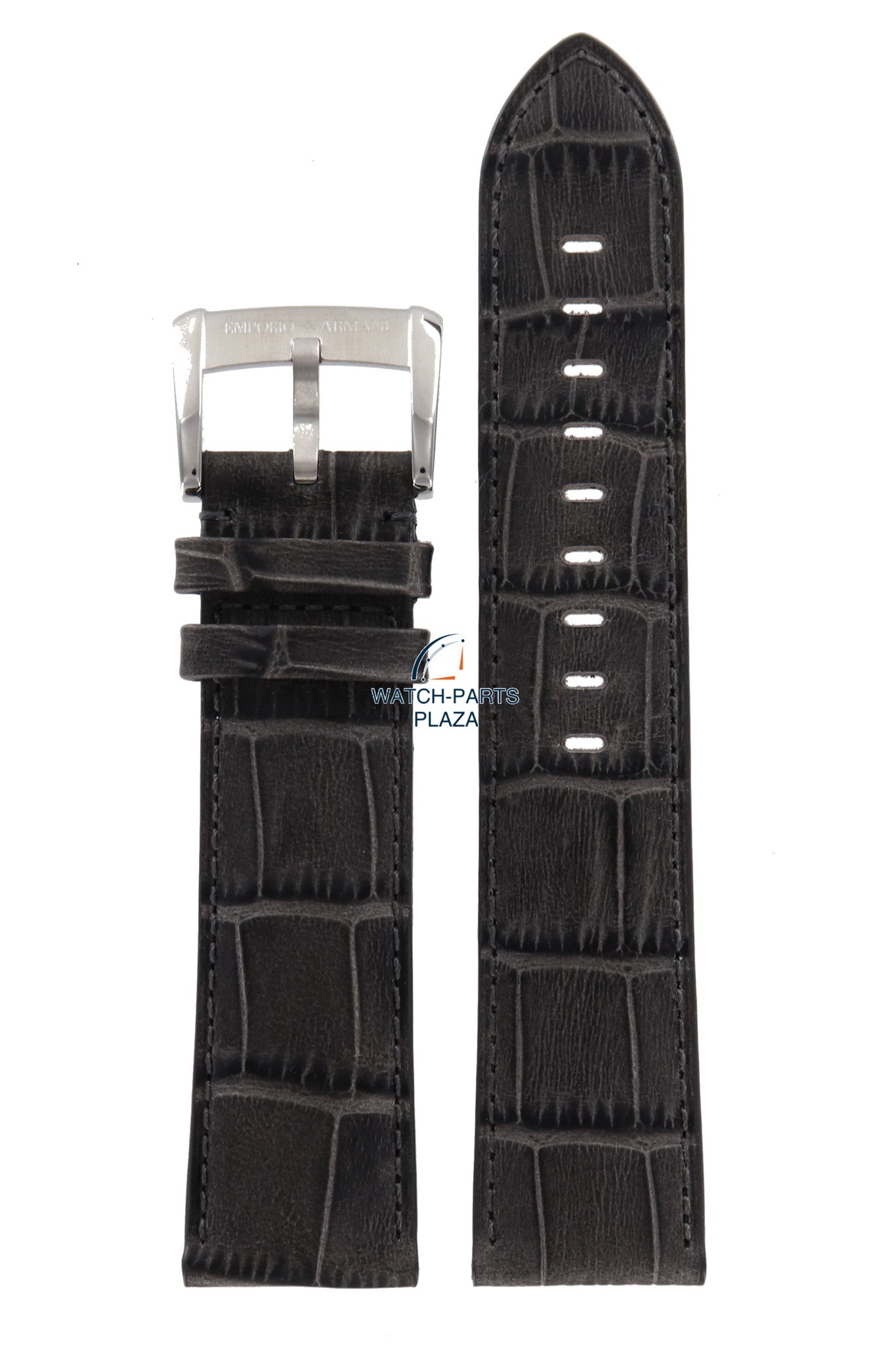 Watch Band AR4206 Emporio Armani Meccanico gray leather strap 22mm - Watch Plaza