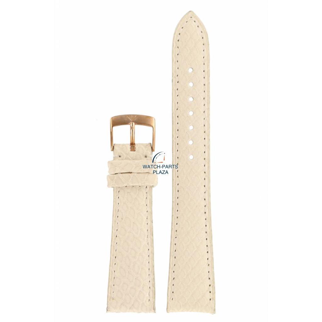Watch Band AR5697 Emporio Armani White Leather Strap 20mm Embossed - Watch Plaza