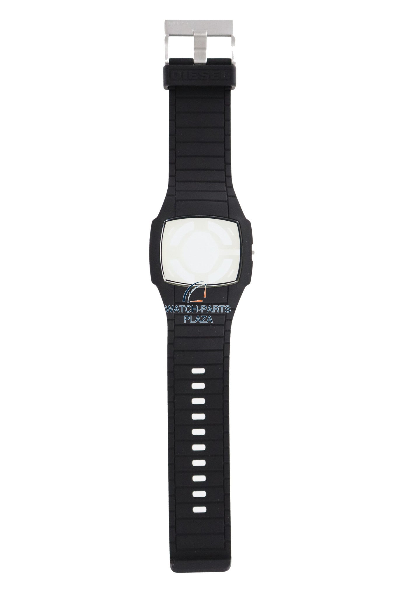 Watch Band & Case Diesel Trojan DZ1384 black silicone strap 28mm original - Watch Plaza