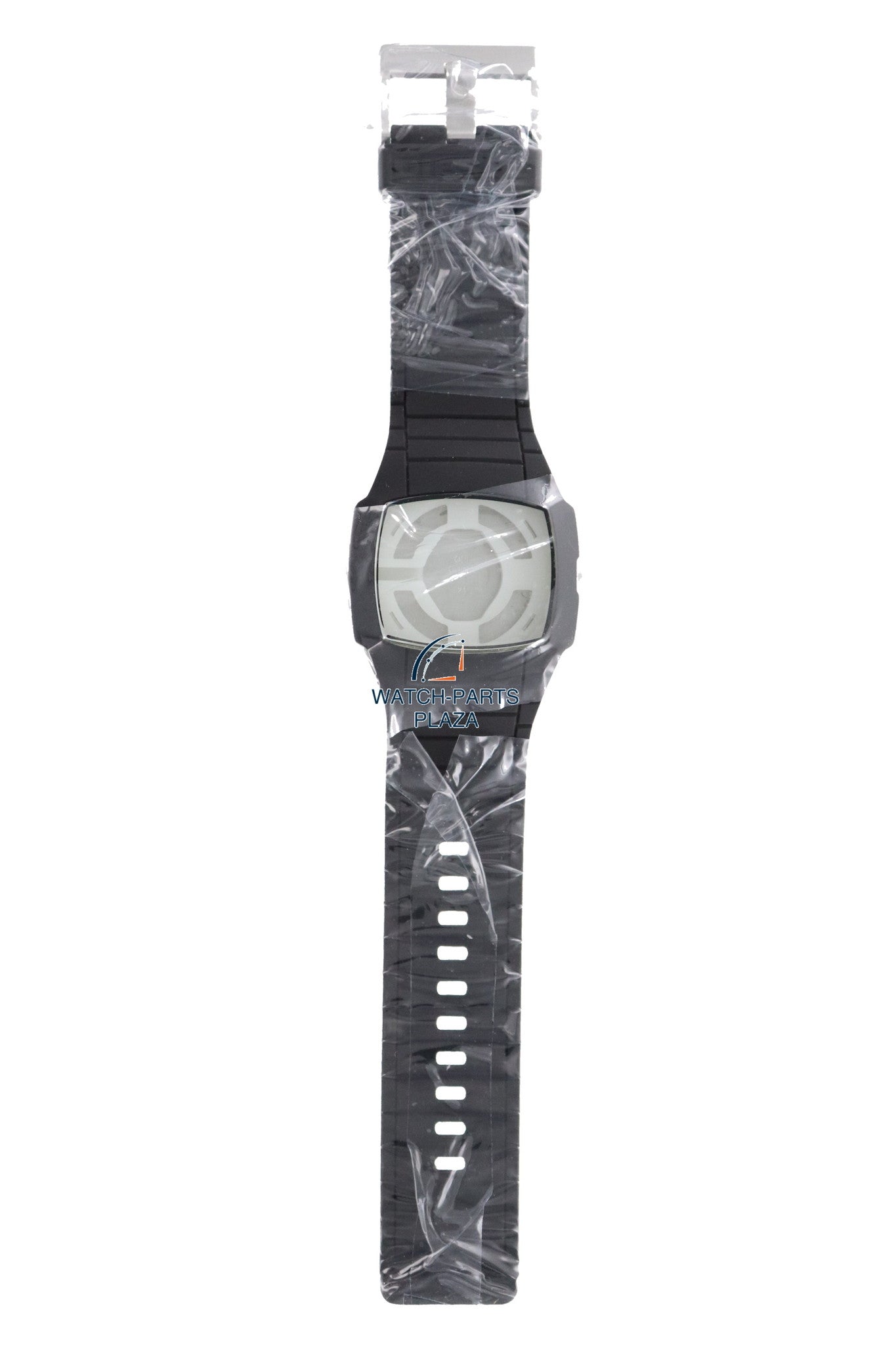 Watch Band & Case Diesel Trojan DZ1384 black silicone strap 28mm original - Watch Plaza