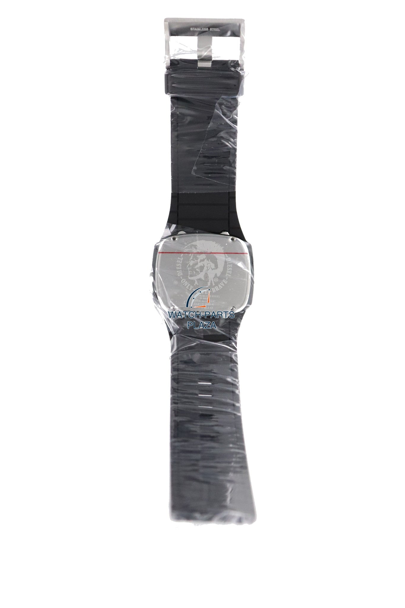 Watch Band & Case Diesel Trojan DZ1384 black silicone strap 28mm original - Watch Plaza