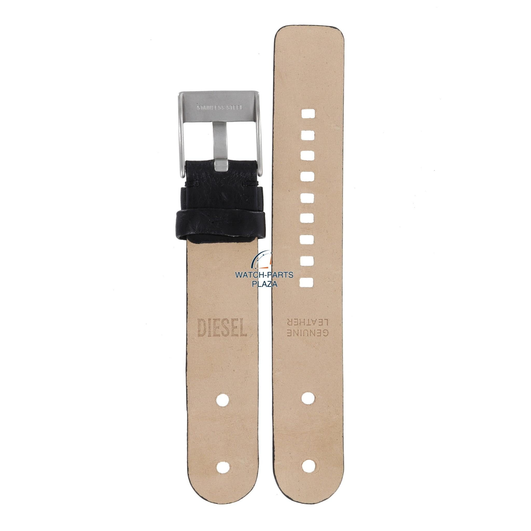 Watch Band Diesel DZ1001 / DZ1002 black leather strap 20mm original strap - Watch Plaza