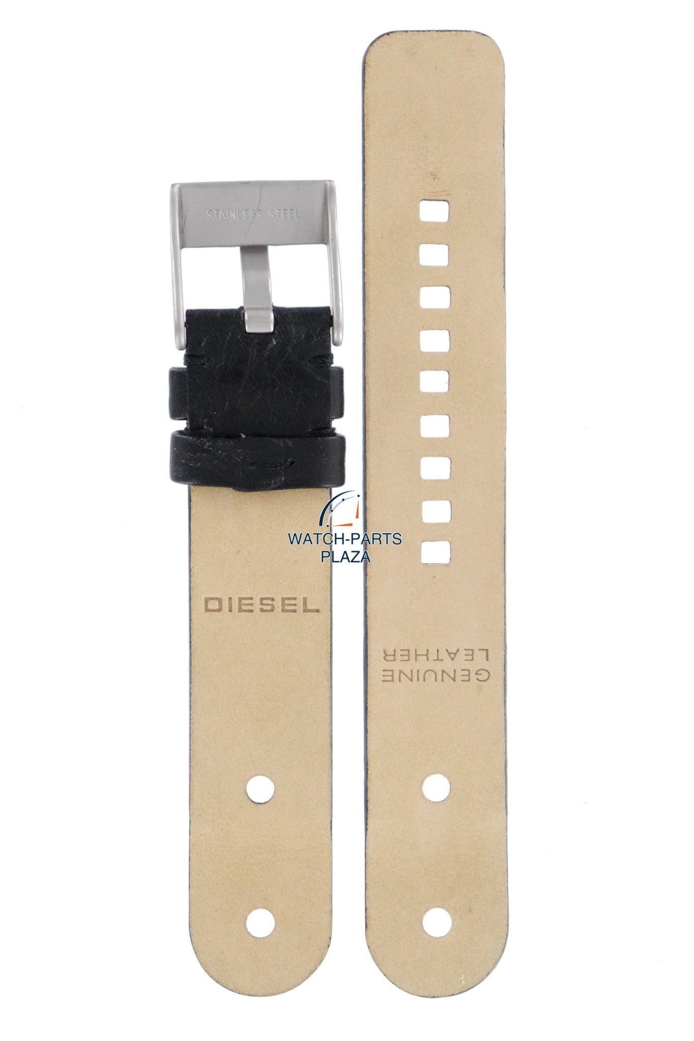 Watch Band Diesel DZ1013 black leather strap 20mm original - Watch Plaza