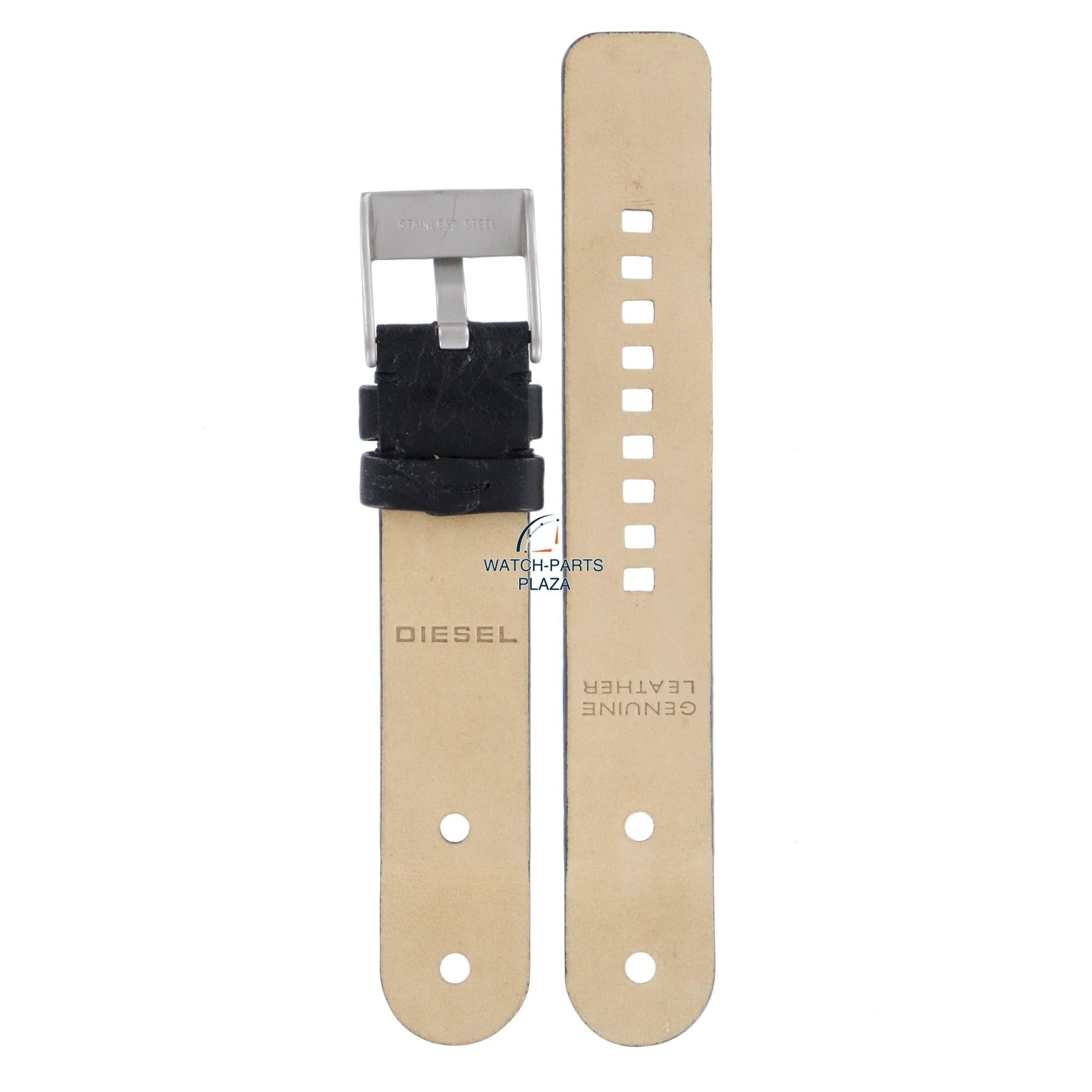 Watch Band Diesel DZ1013 black leather strap 20mm original - Watch Plaza