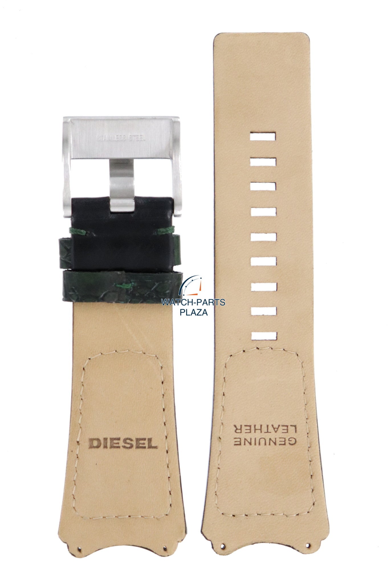 Watch Band Diesel DZ1073 black genuine leather strap 31mm original - Watch Plaza