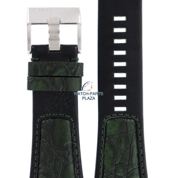 Watch Band Diesel DZ1073 black genuine leather strap 31mm original - Watch Plaza