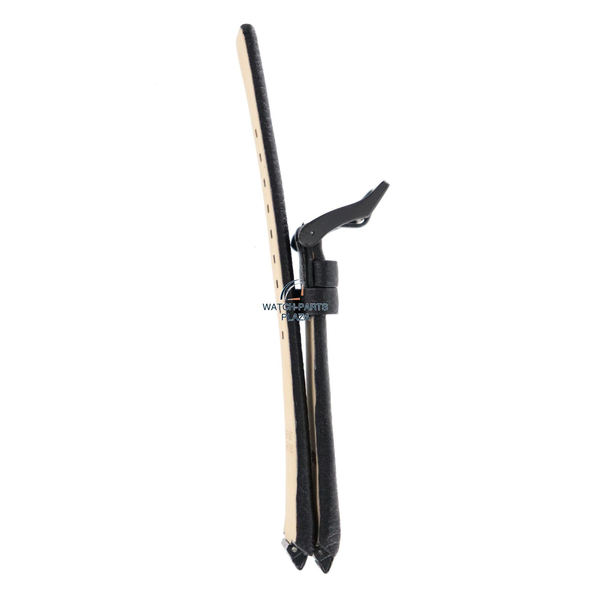 Watch Band Diesel DZ1102 black genuine leather strap 14mm black buckle - Watch Plaza