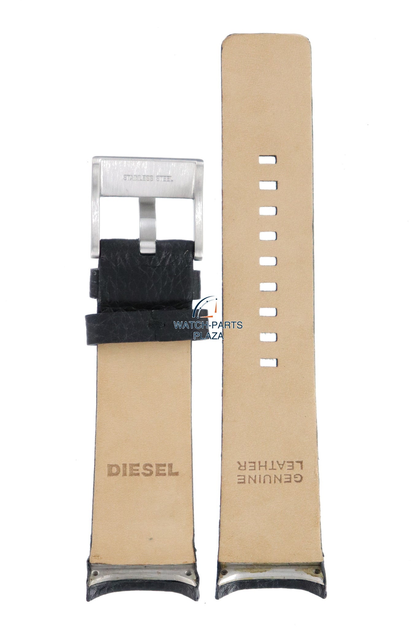 Watch Band Diesel DZ1106 black genuine leather strap 26mm original - Watch Plaza