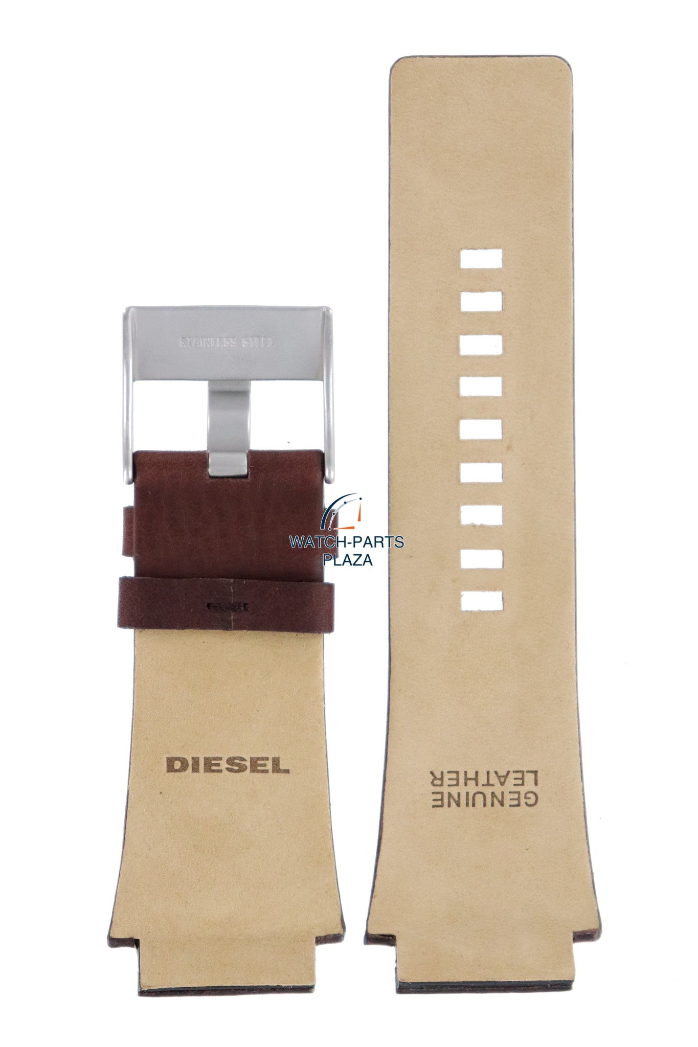 Watch Band Diesel DZ1132 Cliffhanger Big brown leather strap 25mm original - Watch Plaza