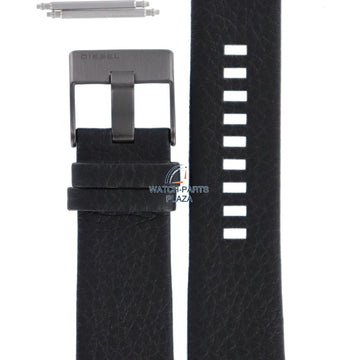 Watch Band Diesel DZ1187 black leather strap 26mm genuine black buckle - Watch Plaza