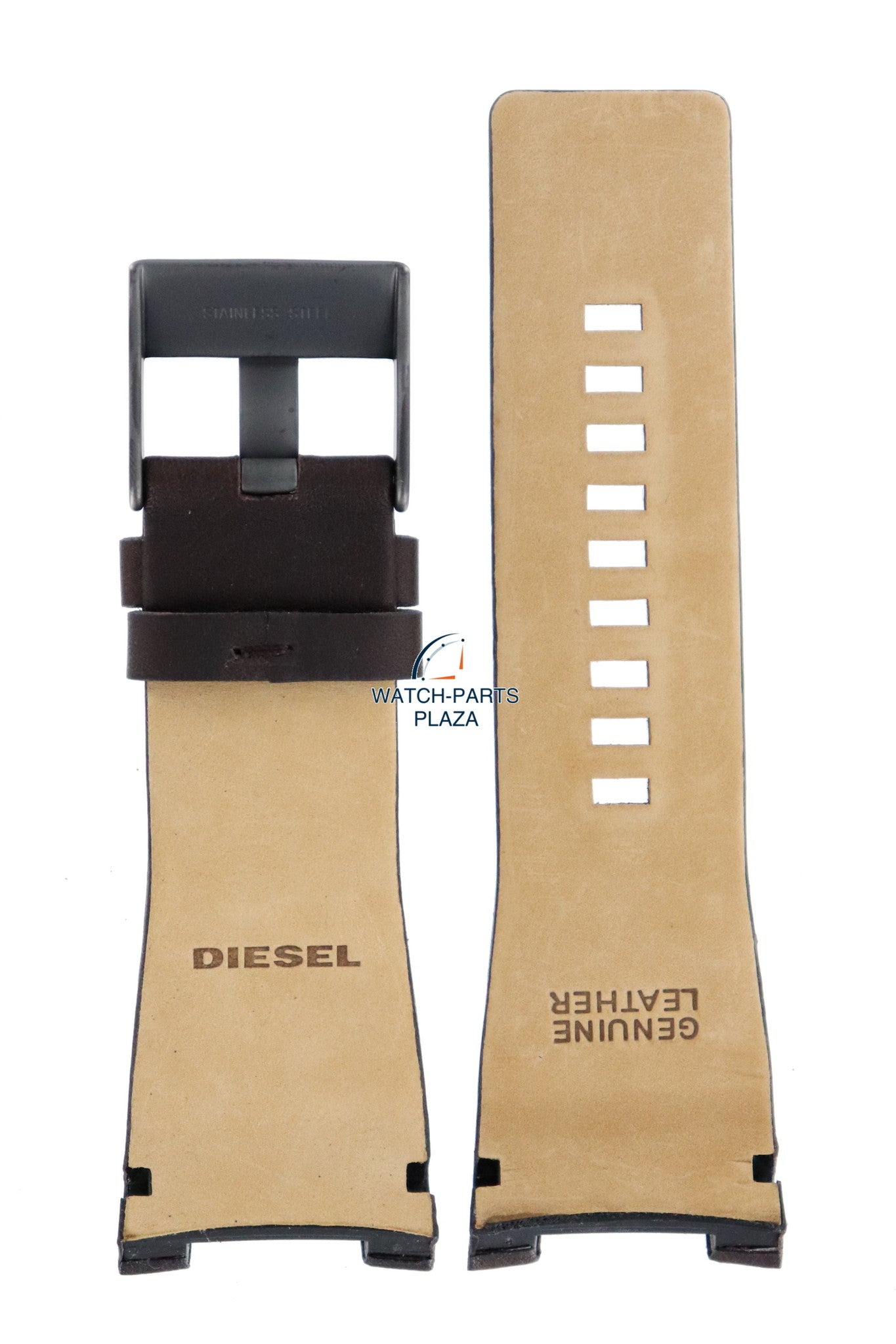 Watch Band Diesel DZ1216 brown leather strap 32mm Bugout original - Watch Plaza