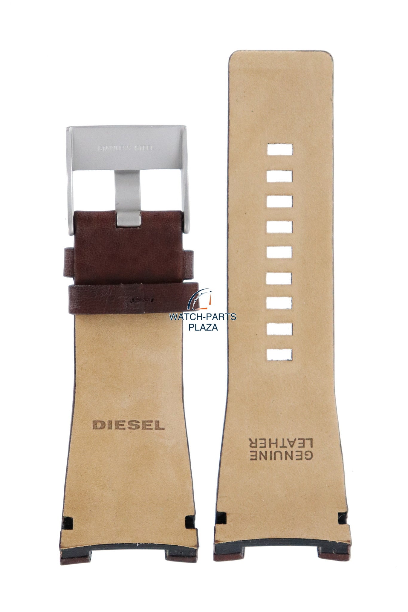 Watch Band Diesel DZ1273 brown leather strap 32mm Bugout original - Watch Plaza