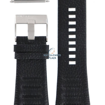 Watch Band Diesel DZ1276 black genuine leather strap 32mm original - Watch Plaza