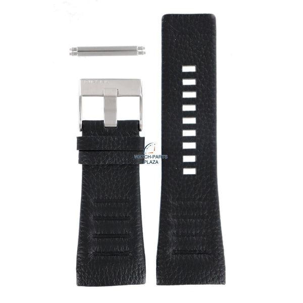 Watch Band Diesel DZ1276 black genuine leather strap 32mm original - Watch Plaza