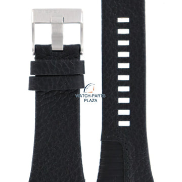 Watch Band Diesel DZ1397 black genuine leather strap 26mm original - Watch Plaza