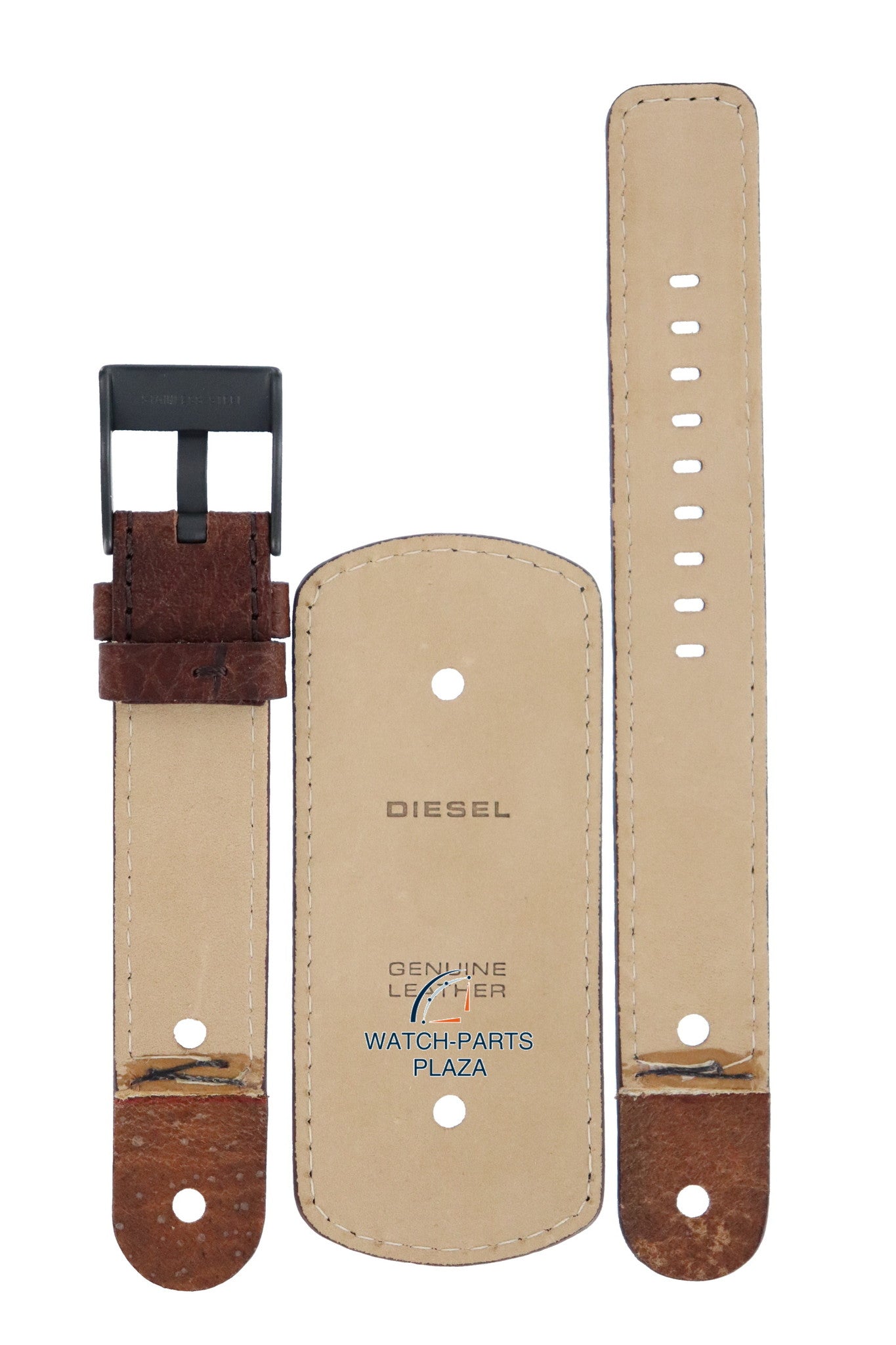 Watch Band Diesel DZ2080 brown cuff leather strap 20mm genuine - Watch Plaza