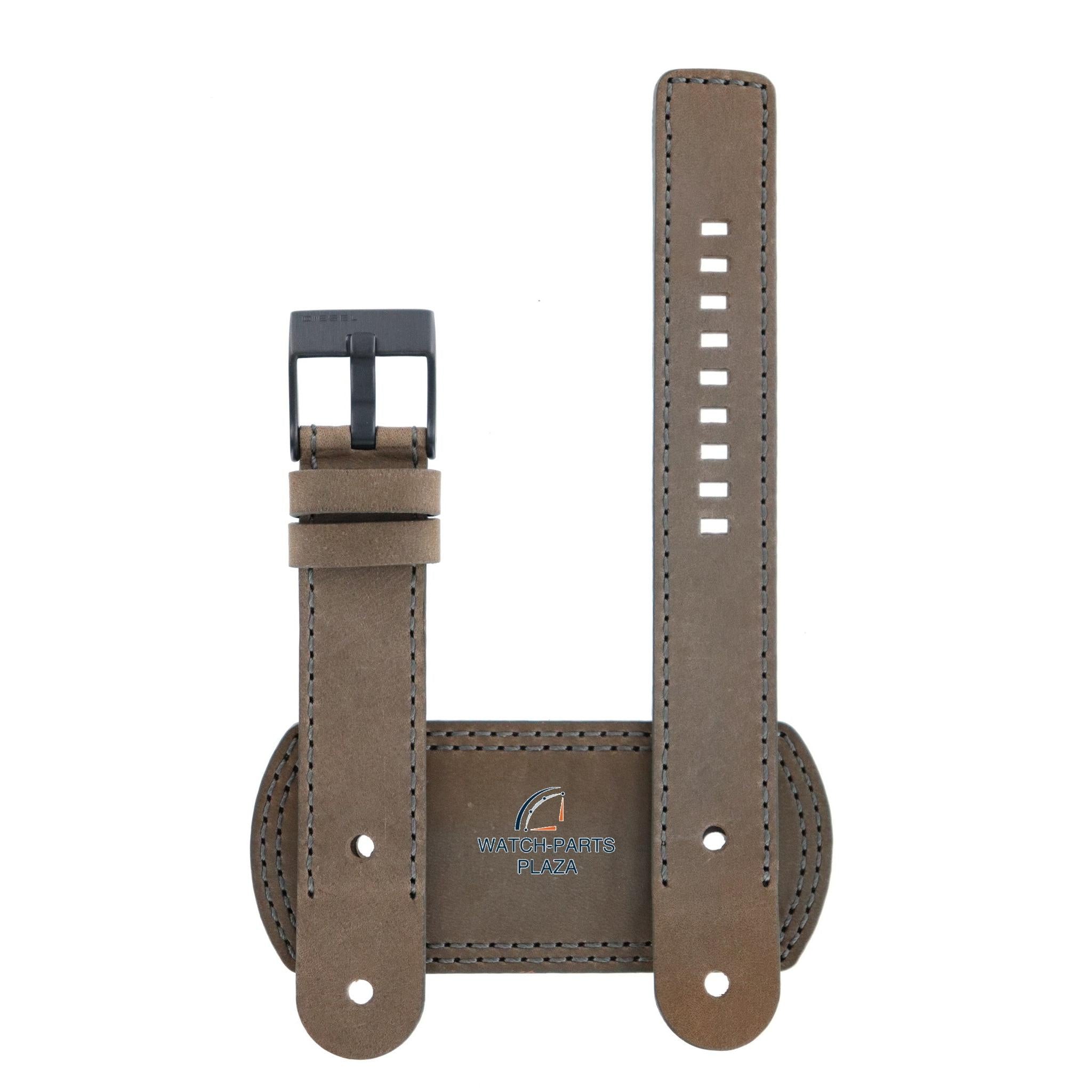 Watch Band Diesel DZ2102 brown leather strap 20mm black buckle genuine - Watch Plaza