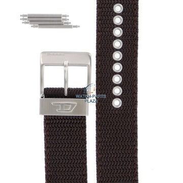 Watch Band Diesel DZ2118 brown military strap 22mm original canvas - Watch Plaza