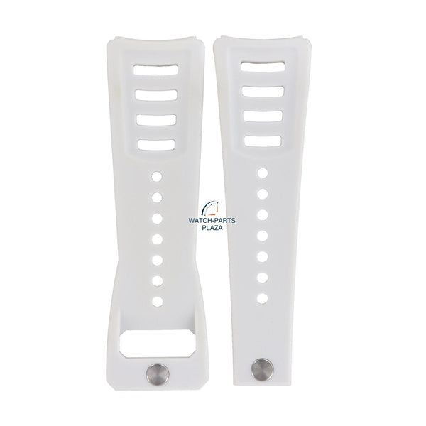 Watch Band Diesel DZ3032 white rubber & leather strap 30mm original - Watch Plaza