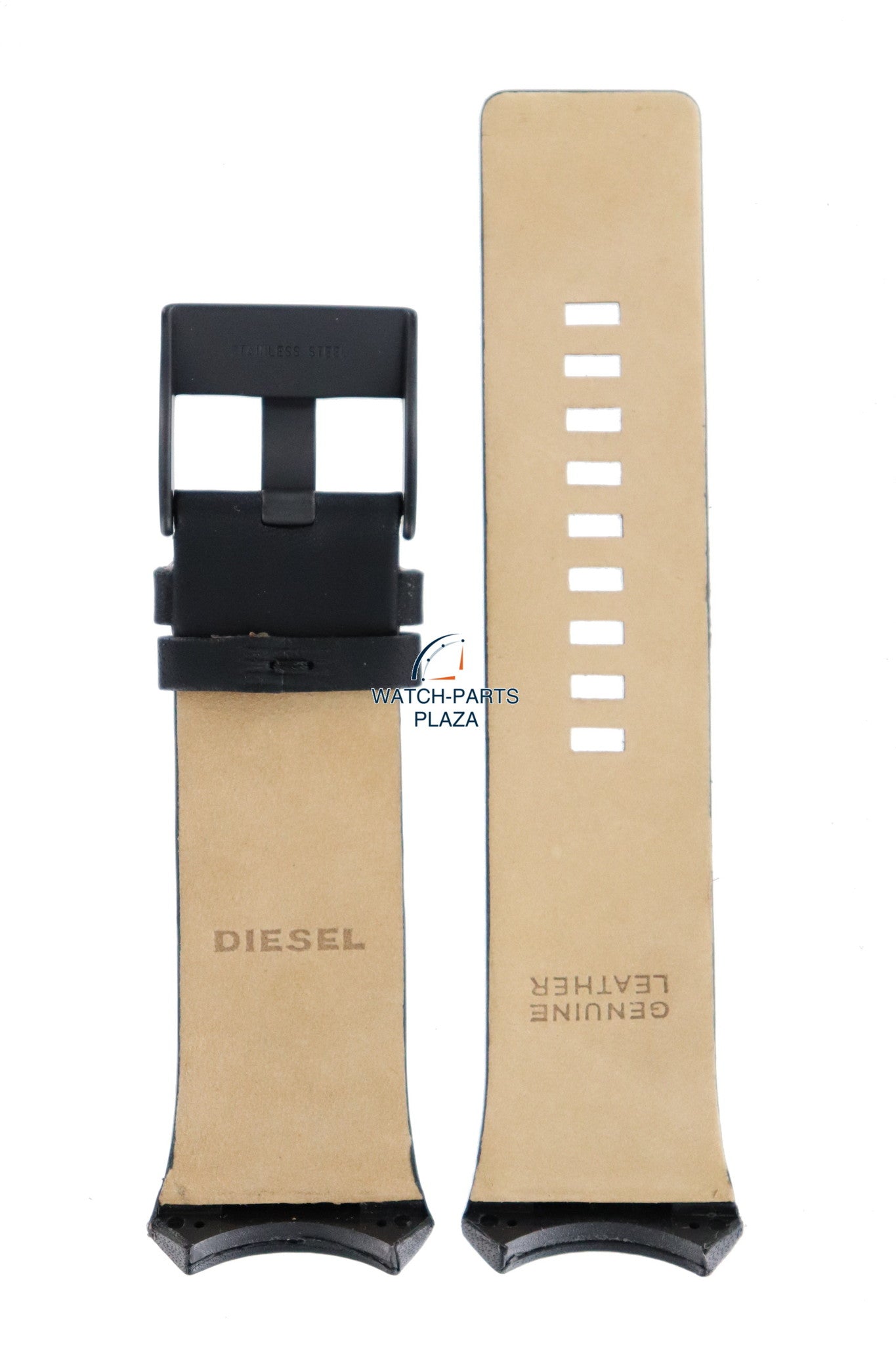 Watch Band Diesel DZ3034 black genuine leather strap 31mm original - Watch Plaza