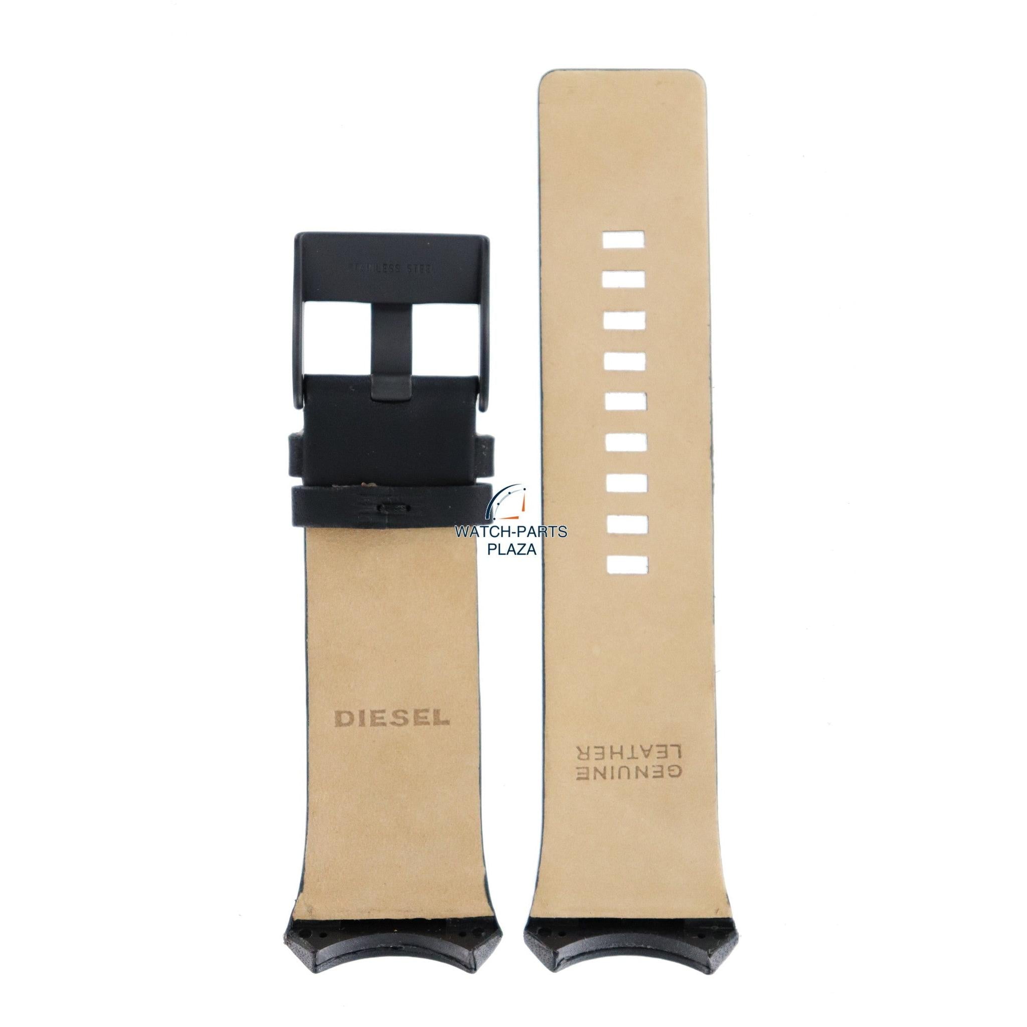 Watch Band Diesel DZ3034 black genuine leather strap 31mm original - Watch Plaza