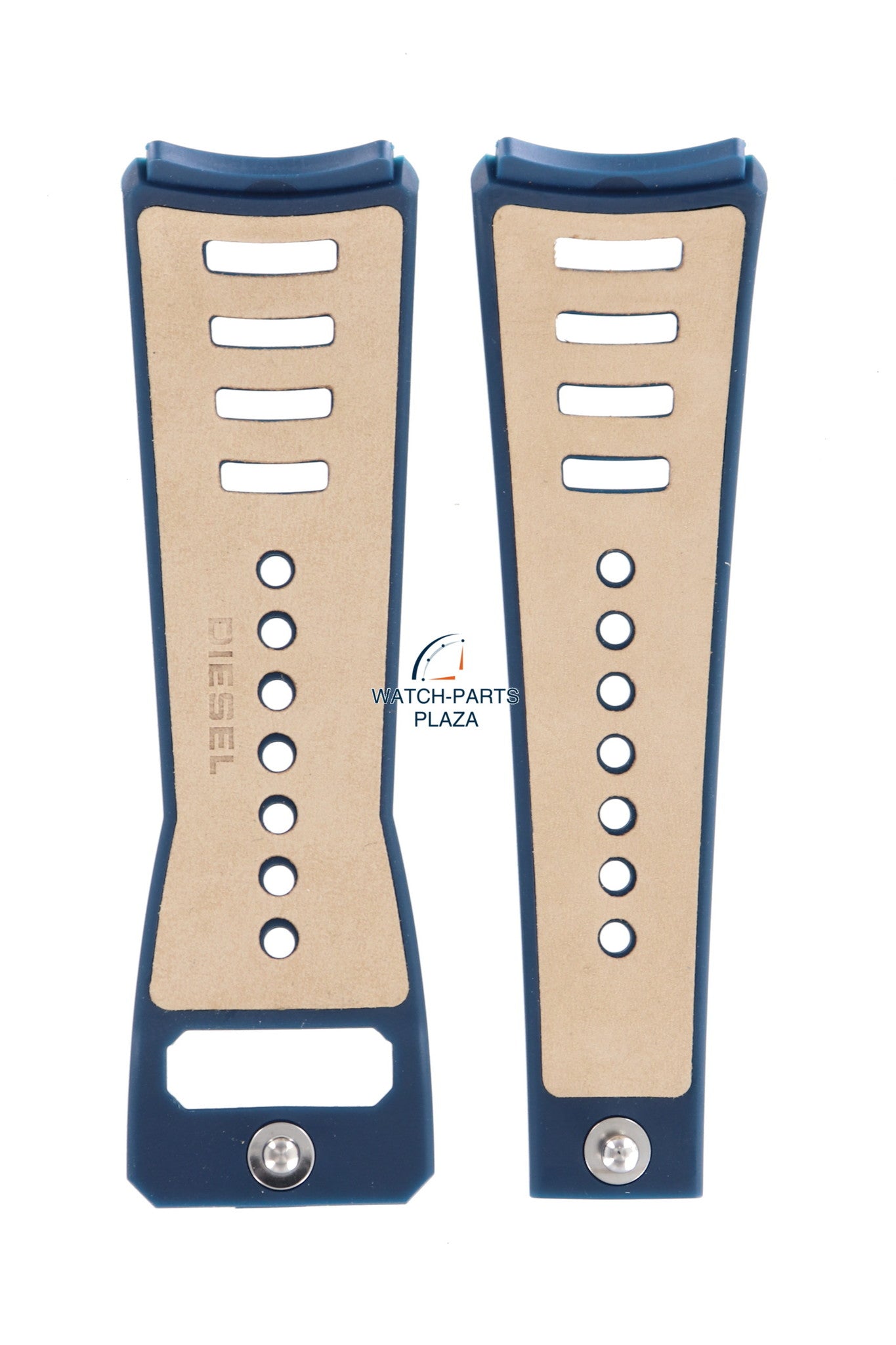 Watch Band Diesel DZ3039 blue resin & leather strap 30mm original - Watch Plaza