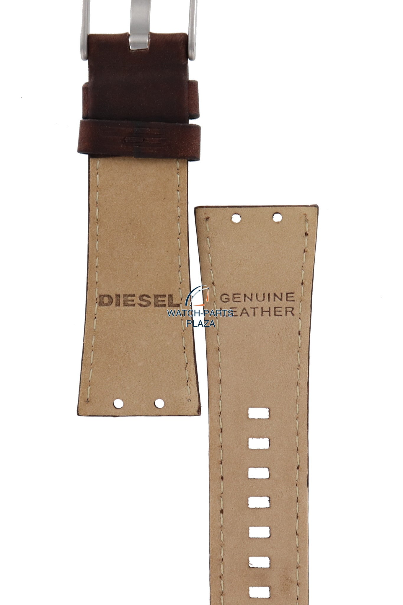 Watch Band Diesel DZ4110 / DZ4111 brown leather strap 25mm - Watch Plaza
