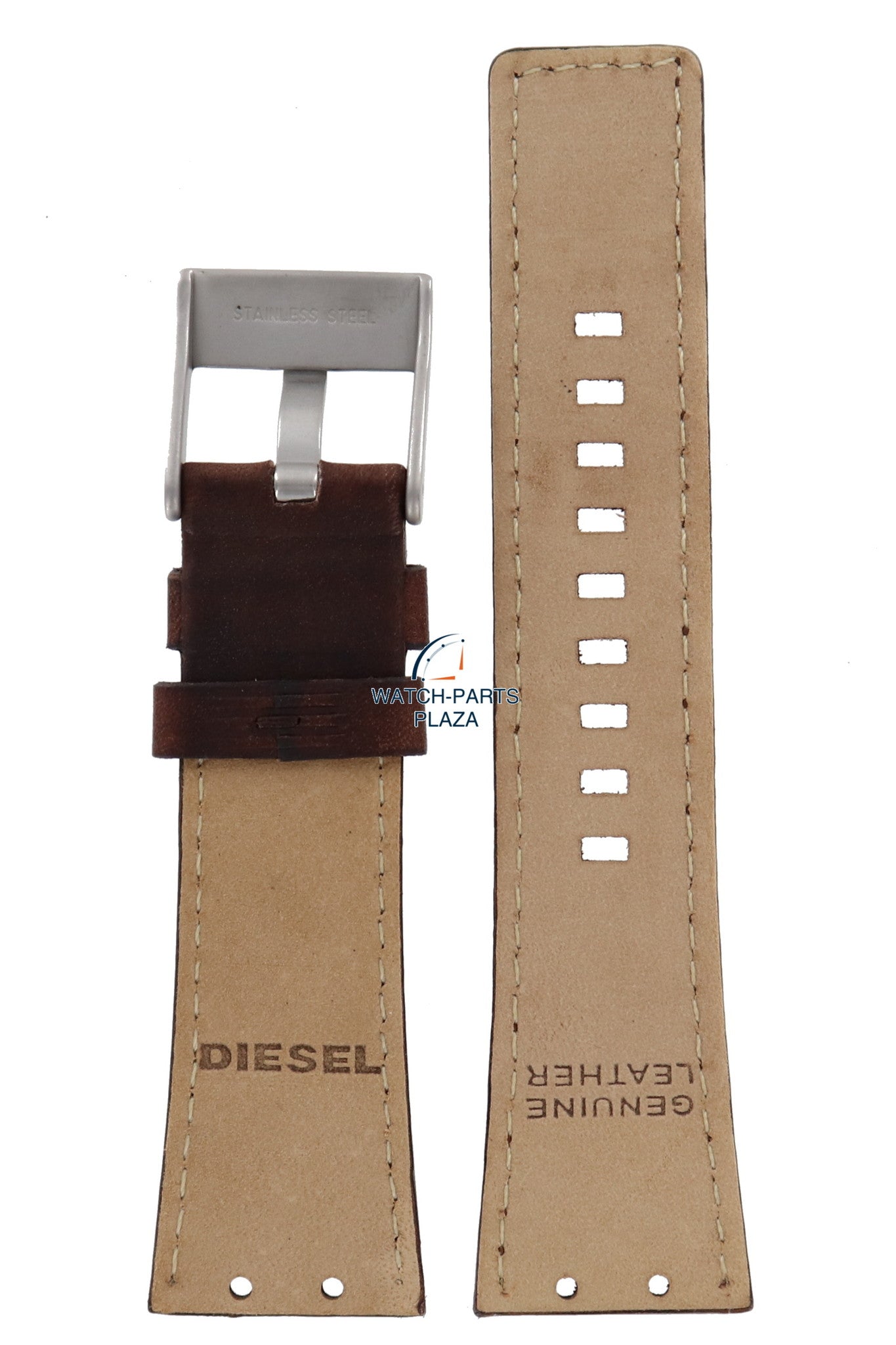 Watch Band Diesel DZ4110 / DZ4111 brown leather strap 25mm - Watch Plaza