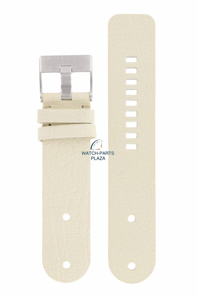 Watch Band for Diesel DZ2077 White Leather Strap DZ 2077 26 mm - Watch Plaza