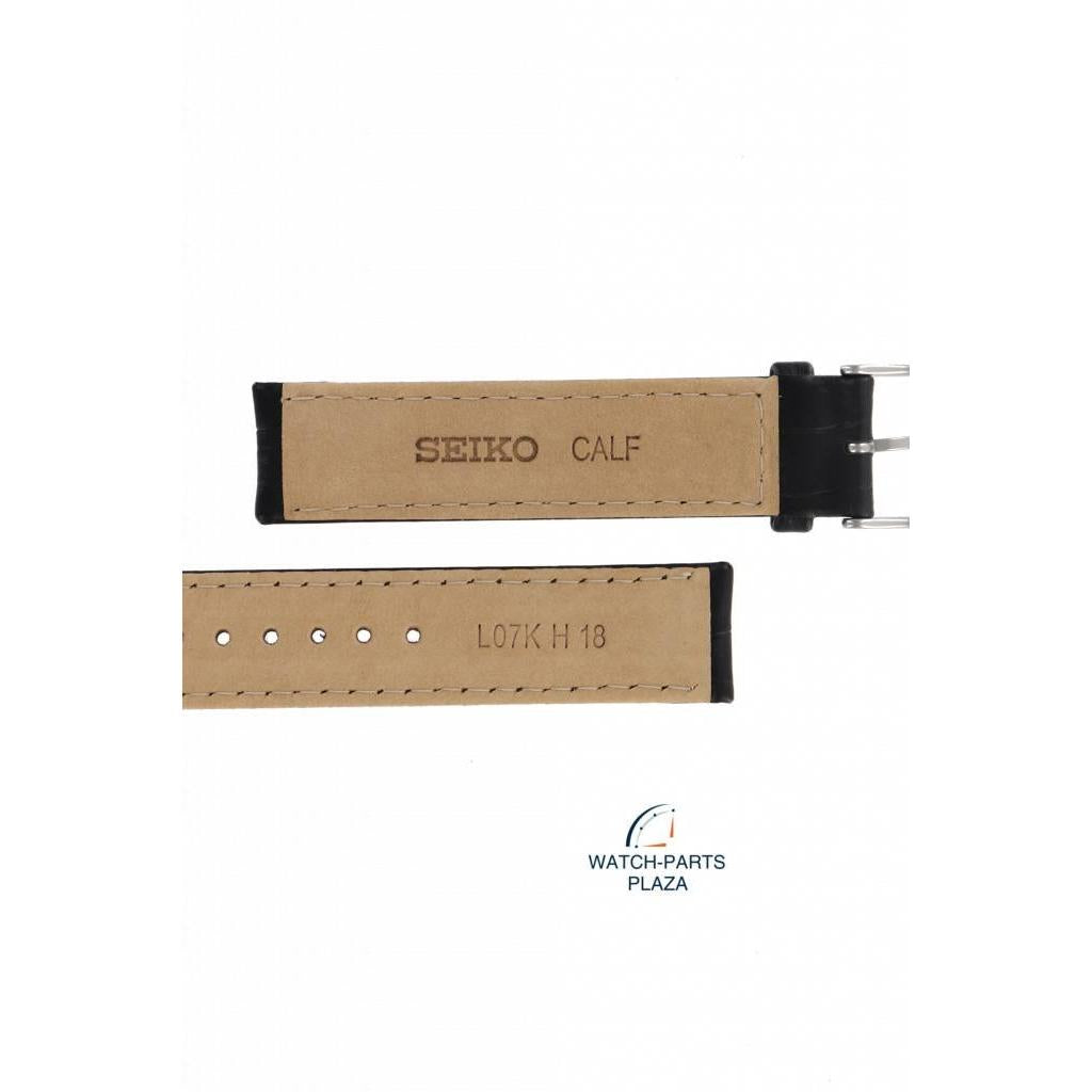 Watch Band for Seiko SGEF87 Black Leather 7N42 - 0FG0 Strap L07K H 18 mm - Watch Plaza