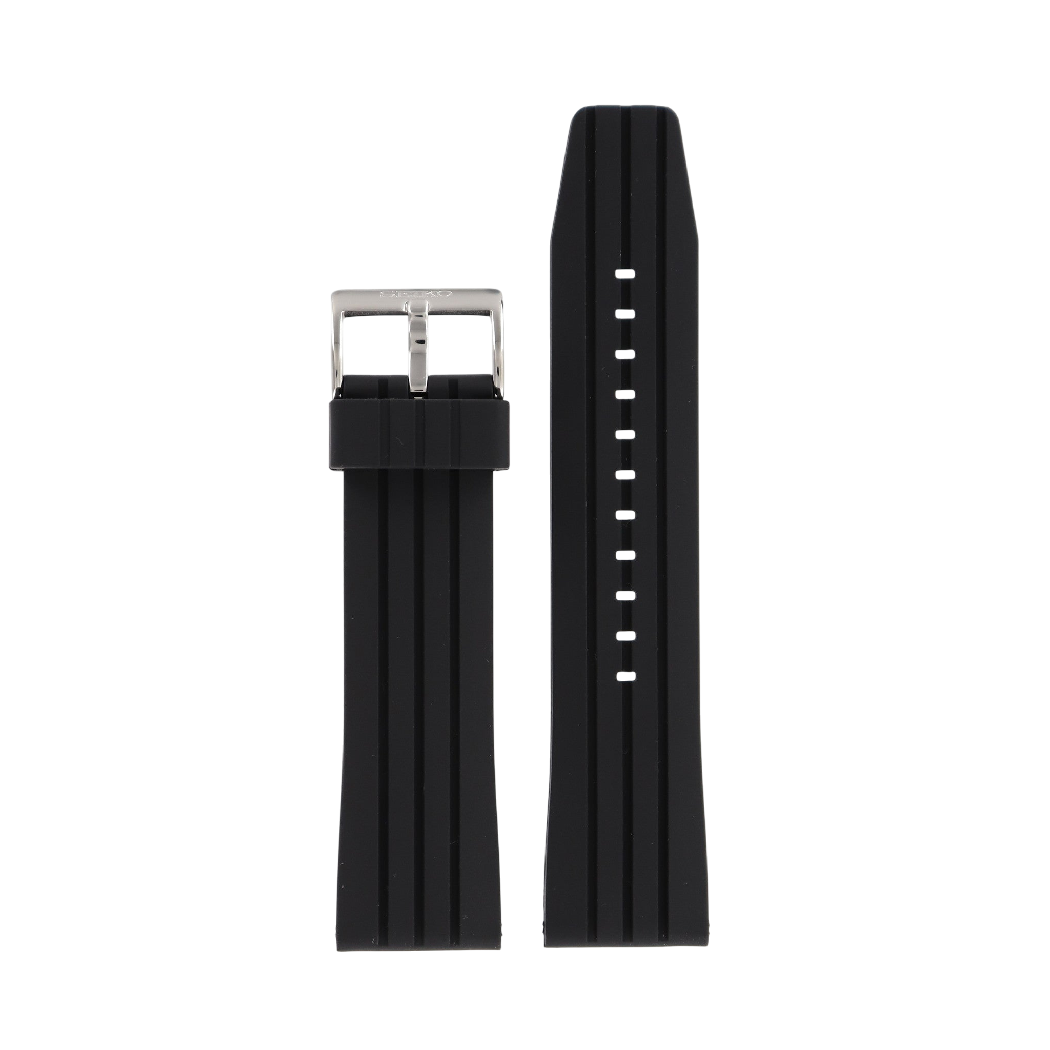 Watch Band for Seiko Solar SNE423, SSC213 Black Silicon Strap 24mm V176 - 0AA0 V157, V158 - Watch Plaza