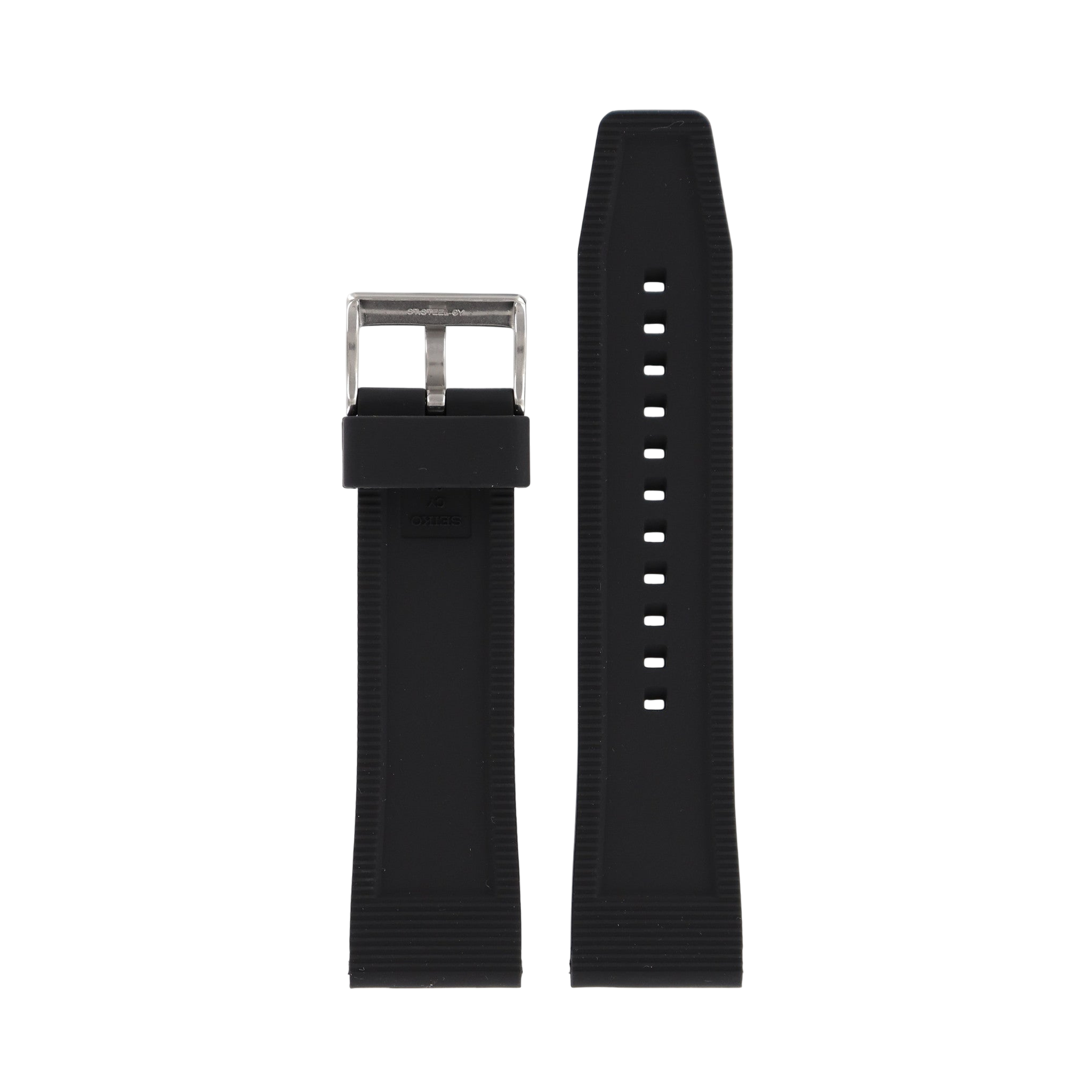 Watch Band for Seiko Solar SNE423, SSC213 Black Silicon Strap 24mm V176 - 0AA0 V157, V158 - Watch Plaza