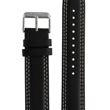 Watch Band for Seiko SSB033 Black Leather Strap 6T63 - 00D0 MecaQuartz L07M B 20mm - Watch Plaza